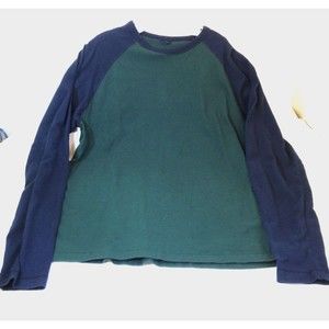 Wrangler Jean Co Blue/Green T-Shirt 2 Tone Long Sleeve Adult Size L Nice